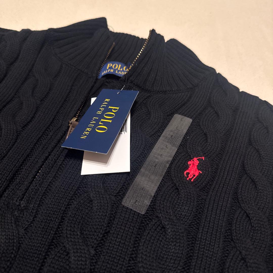 新品未使用　ラルフローレン　ケーブルニット　ネイビー　L