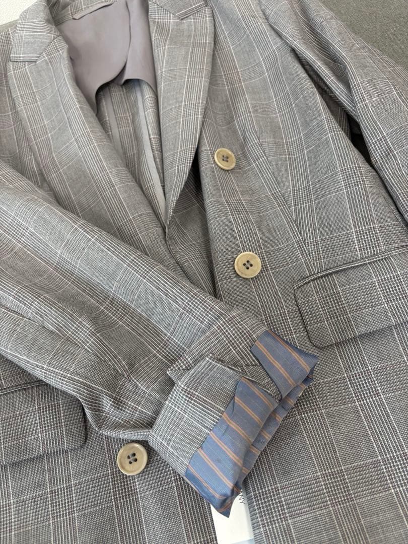 【新品】ザスーツカンパニー グレー チェック スーツ セットアップ S