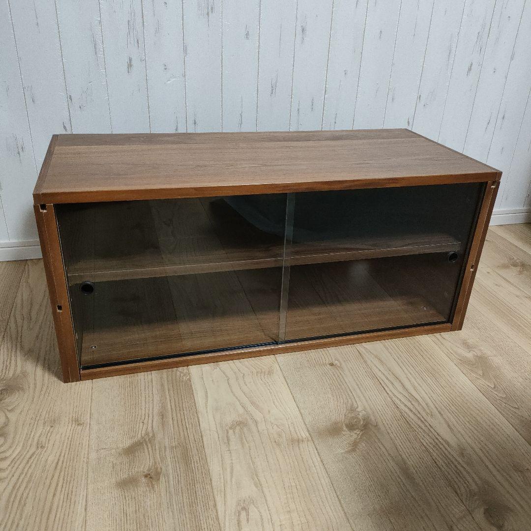 無印良品 スチールユニットシェルフ用・ボックス・ガラス引き戸・ウォールナット