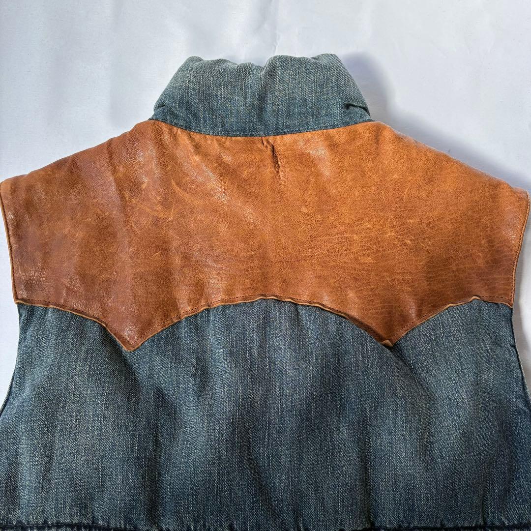 Ralph Lauren 中綿ベスト ネイティブ柄 デニム レザー切り替え