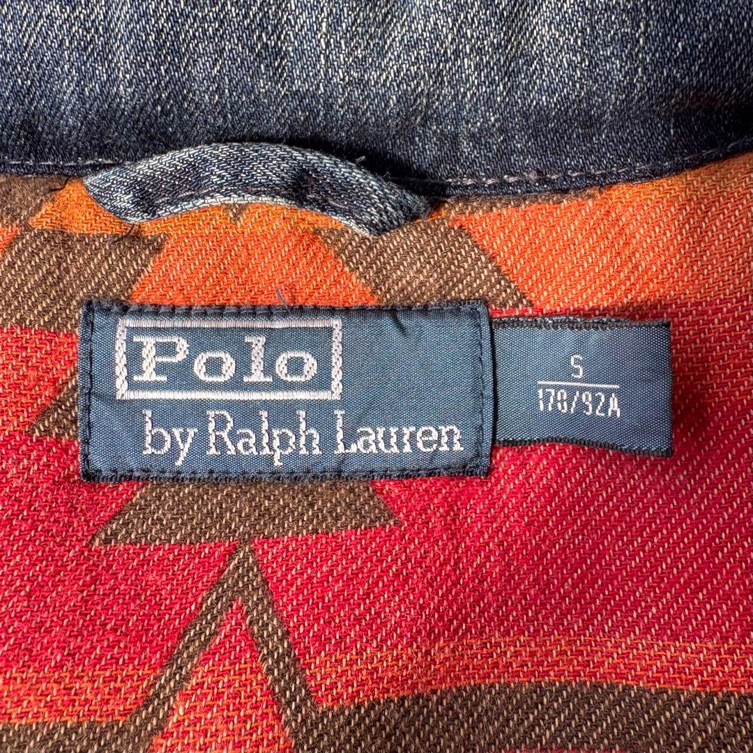 Ralph Lauren 中綿ベスト ネイティブ柄 デニム レザー切り替え