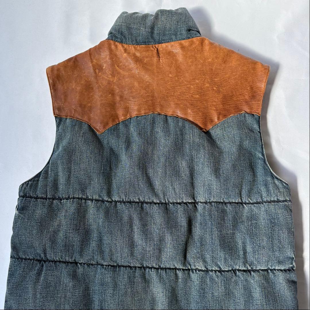 Ralph Lauren 中綿ベスト ネイティブ柄 デニム レザー切り替え