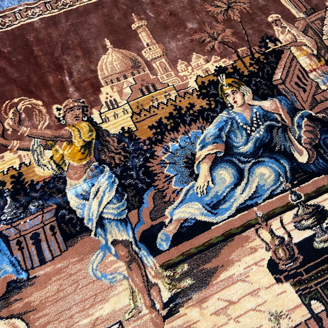 ヴィンテージ　中東　アラビア　壁掛けタペストリー　ラグ