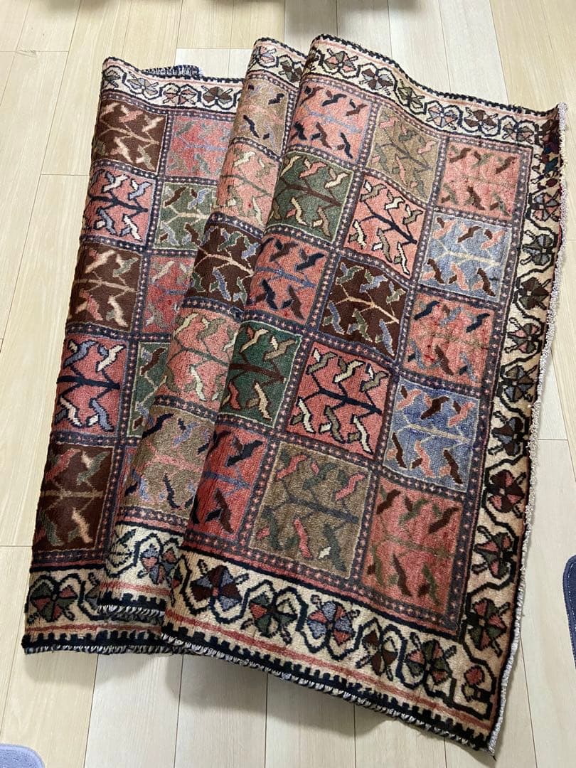 経年30年 イラン産 アンティークラグ ペルシャ絨毯 ラグ