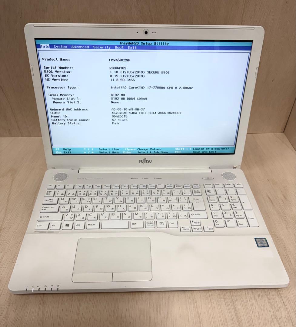 Windowsノート本体 FUJITSU FMVA50C2WP Core i7 7700HQ