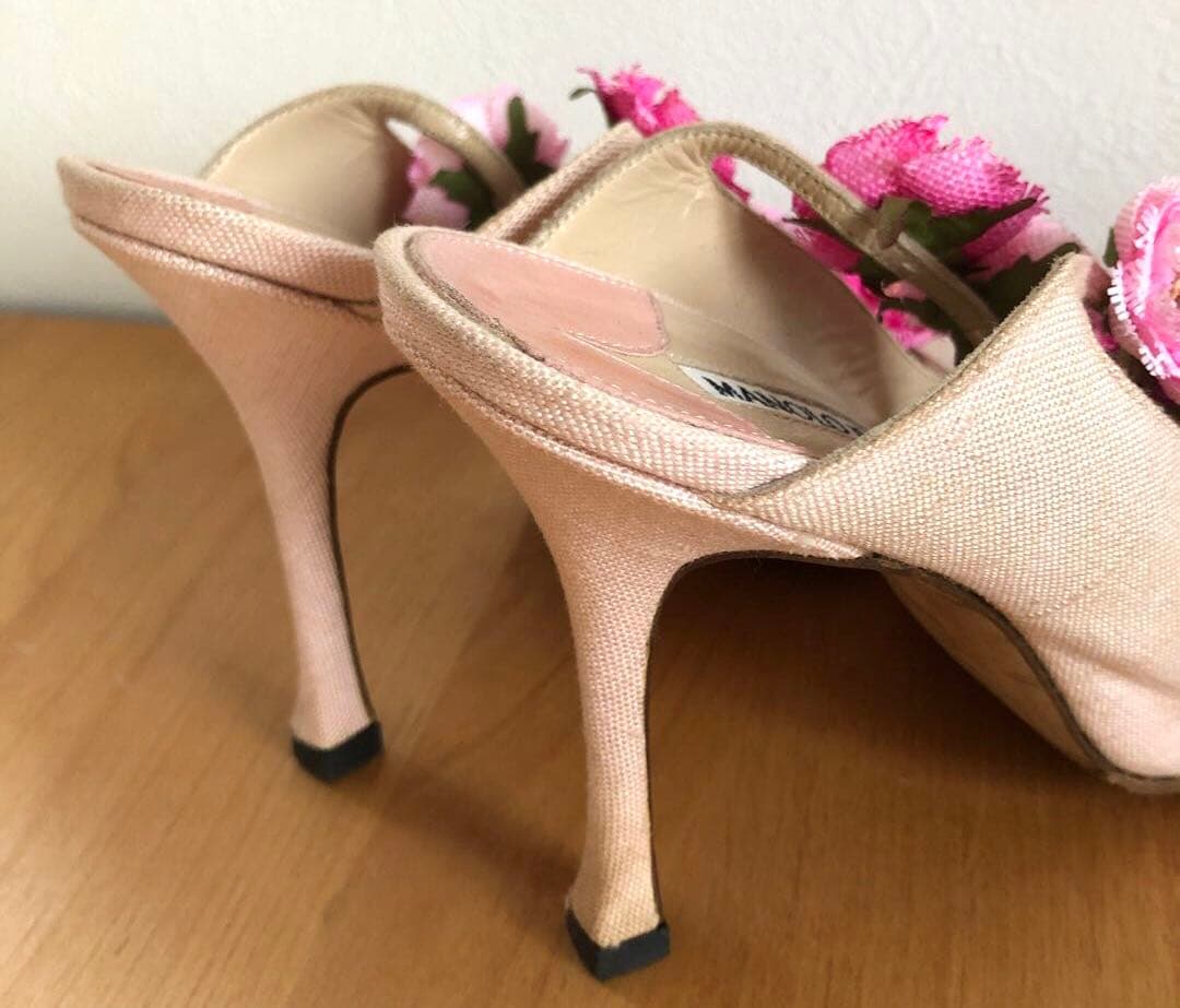MANOLO BLAHNIK マノロブラニク　ピンク　薔薇　37 ヴィンテージ