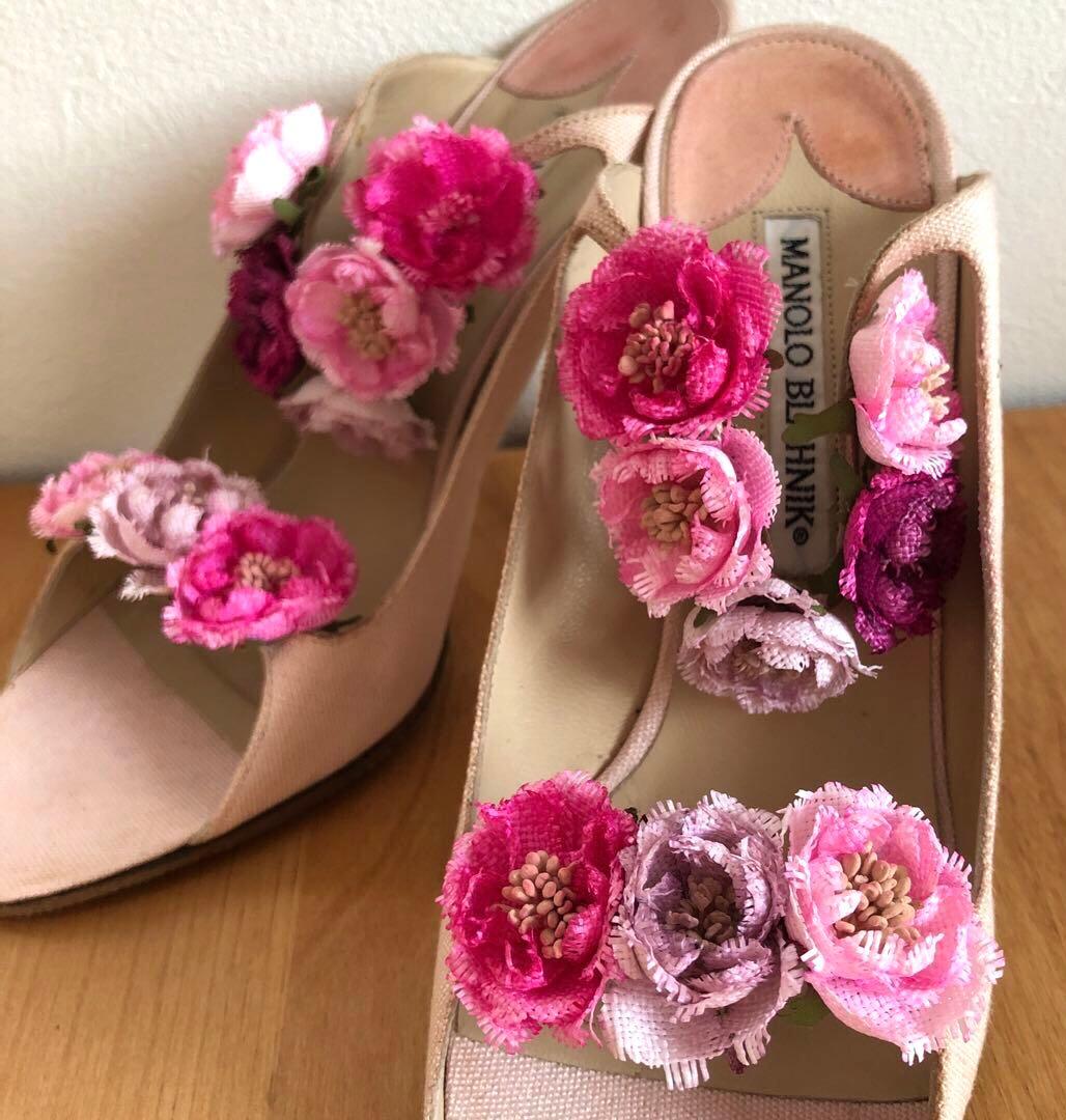 MANOLO BLAHNIK マノロブラニク　ピンク　薔薇　37 ヴィンテージ