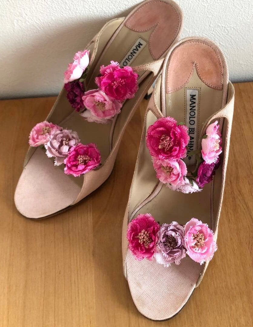 MANOLO BLAHNIK マノロブラニク　ピンク　薔薇　37 ヴィンテージ