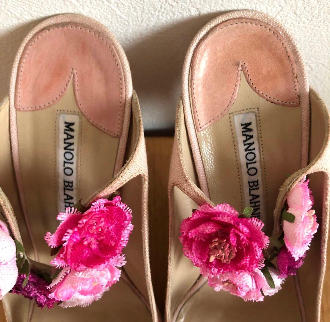MANOLO BLAHNIK マノロブラニク　ピンク　薔薇　37 ヴィンテージ
