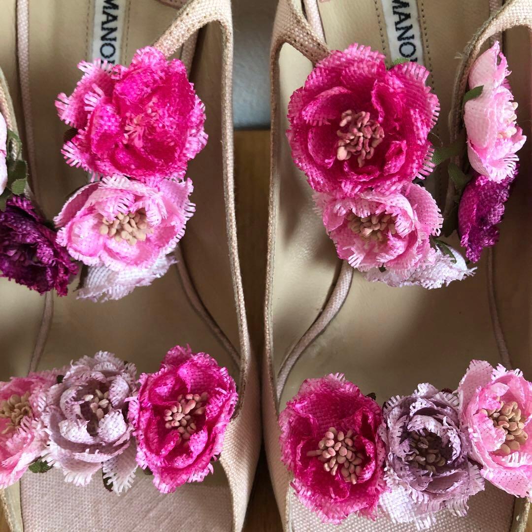 MANOLO BLAHNIK マノロブラニク　ピンク　薔薇　37 ヴィンテージ