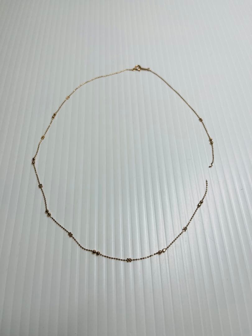 k10 ゴールドビーズ装飾ボールチェーンネックレス　破損