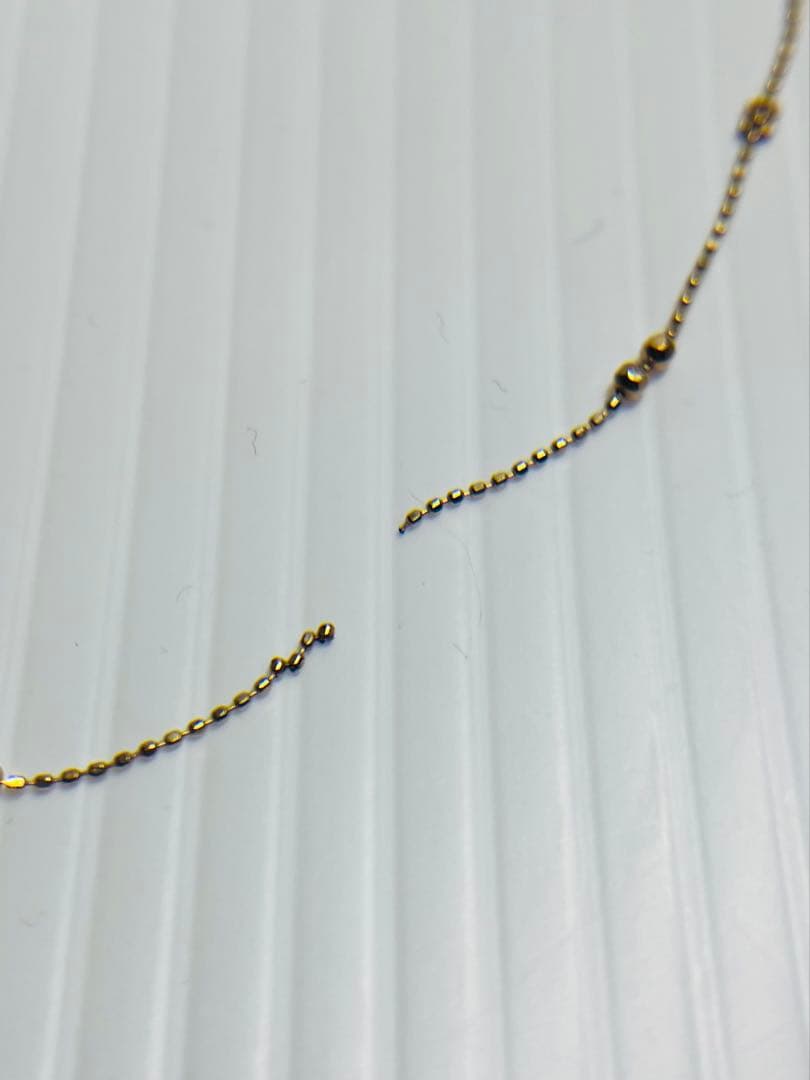 k10 ゴールドビーズ装飾ボールチェーンネックレス　破損