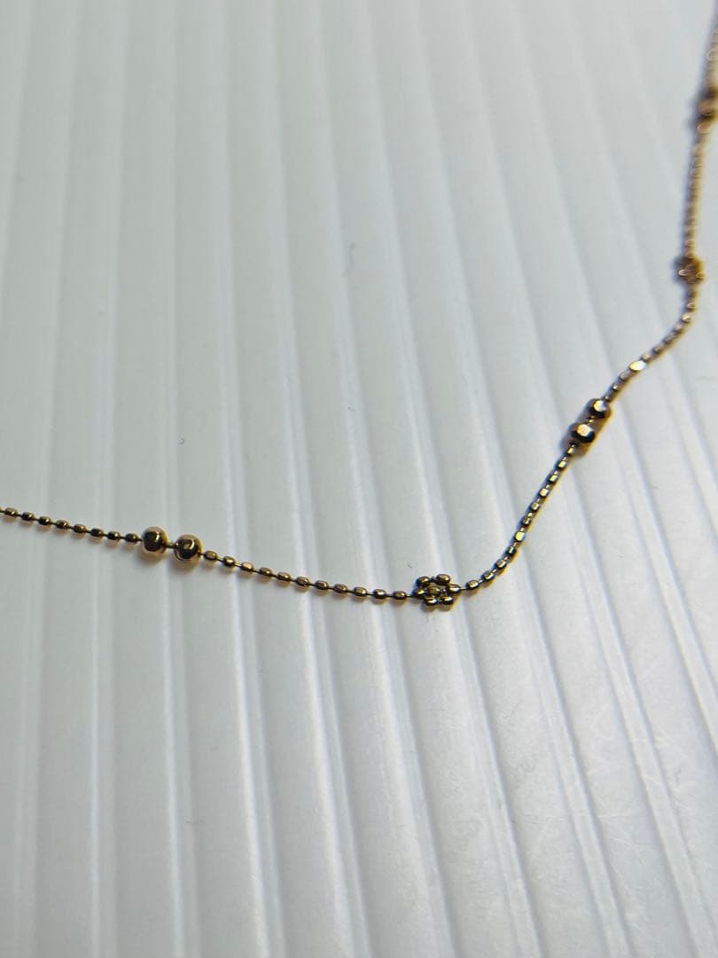 k10 ゴールドビーズ装飾ボールチェーンネックレス　破損