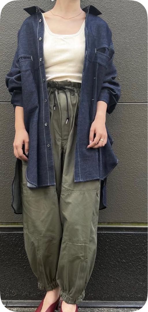 JUN MIKAMI ポリエステルツイルヴァリアブルパンツ　カーキ