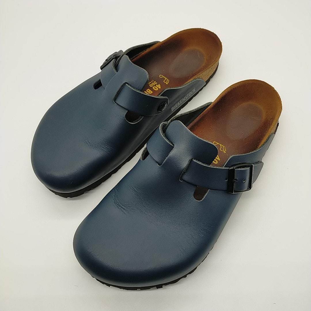 美品　ビルケンシュトック　ボストン　サンダル　ネイビー　レザー　26