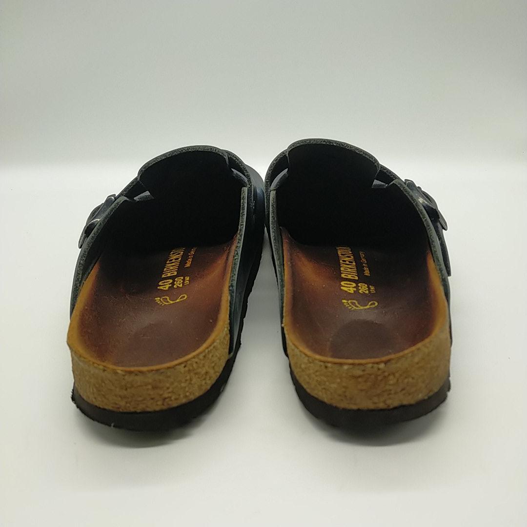 美品　ビルケンシュトック　ボストン　サンダル　ネイビー　レザー　26