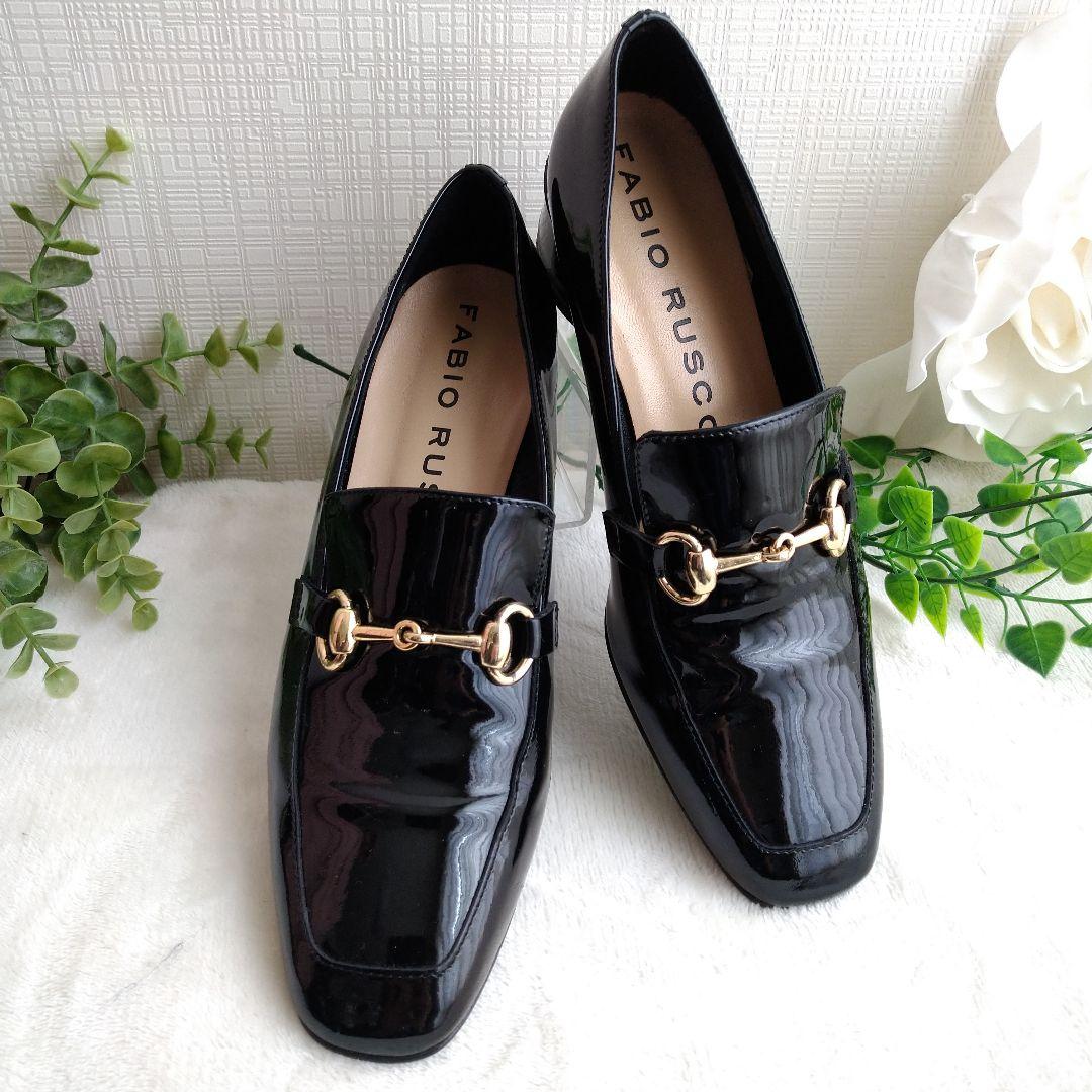 FABIO RUSCONI ファビオルスコーニ エナメル 黒 ローファー 35