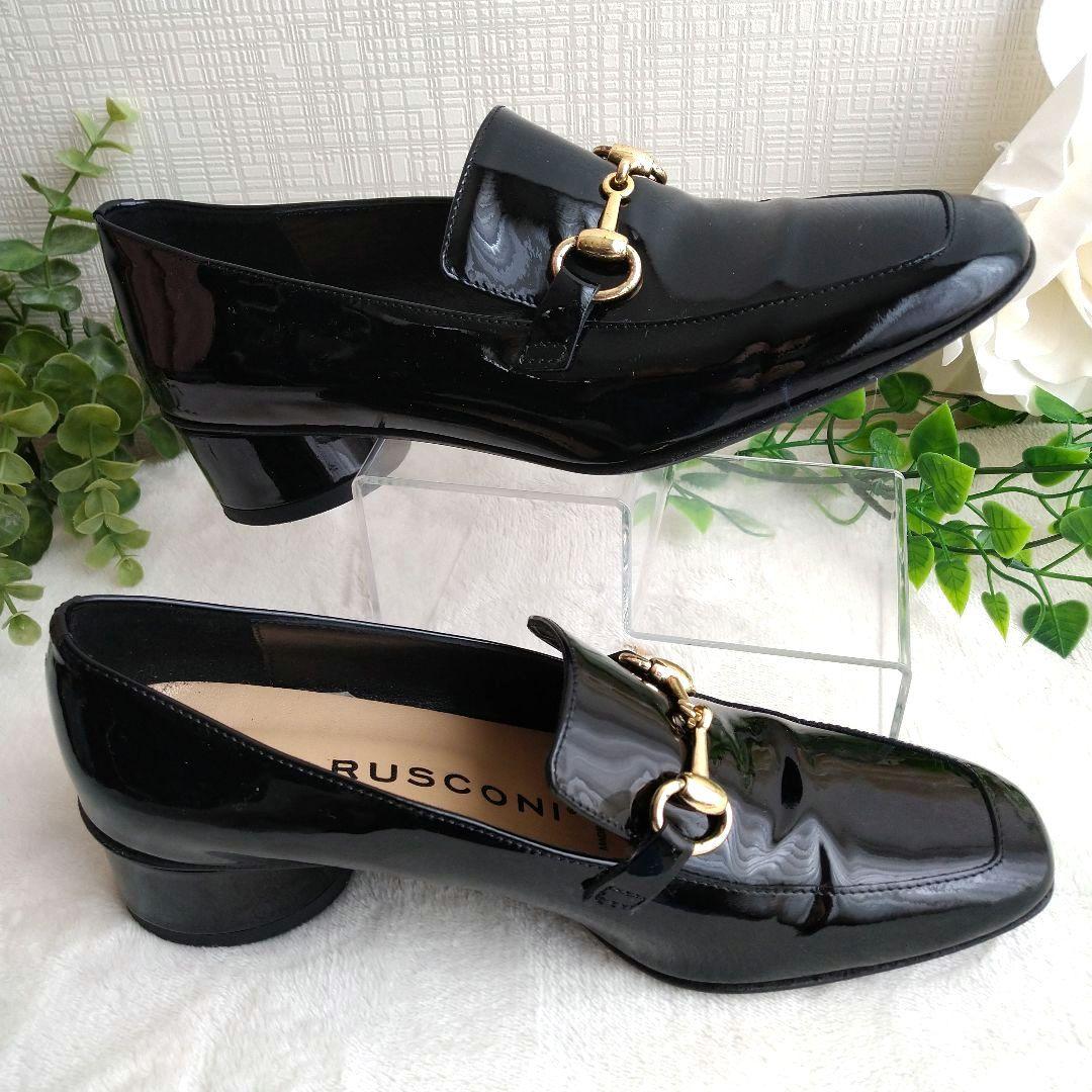 FABIO RUSCONI ファビオルスコーニ エナメル 黒 ローファー 35