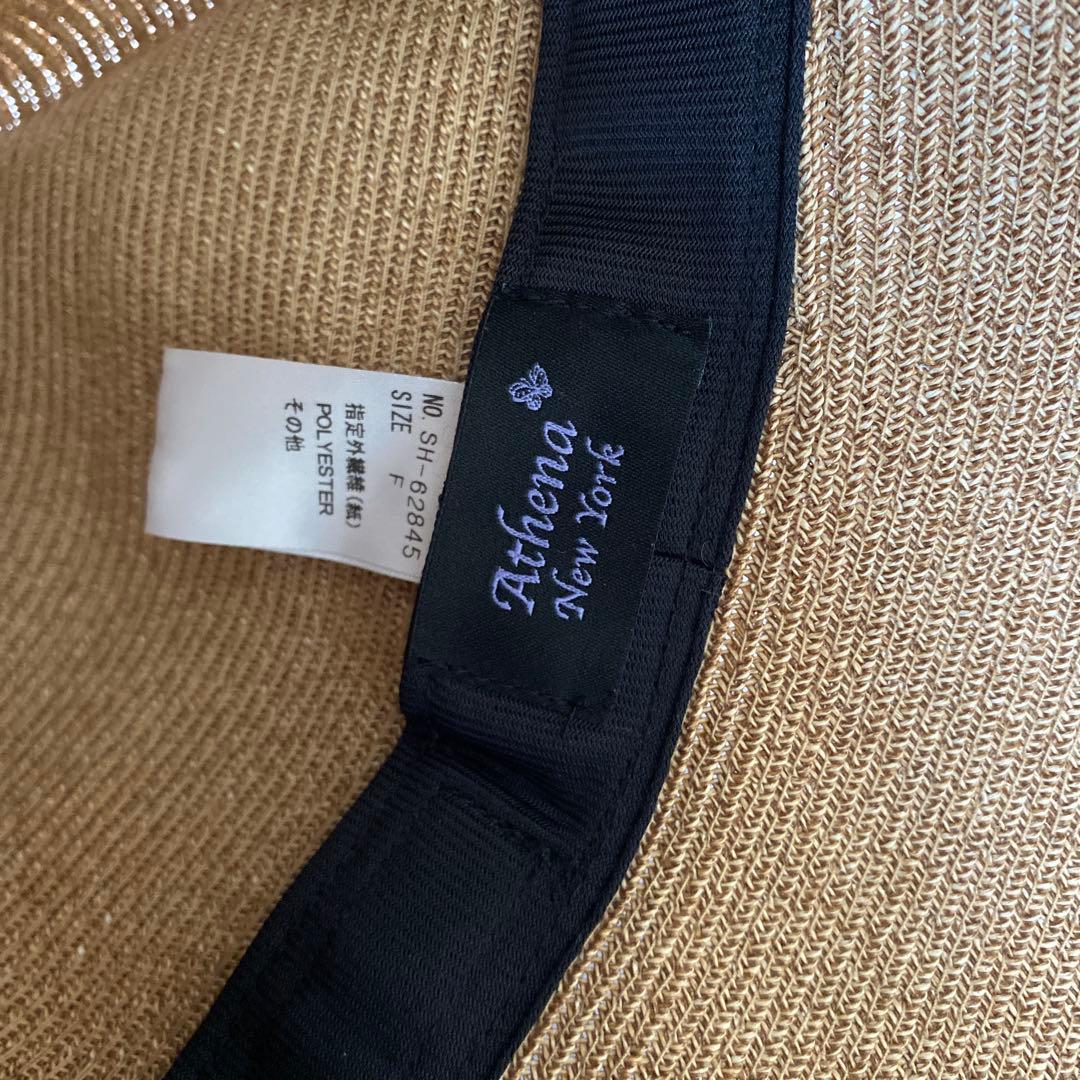 未使用 Athena New York リサコ 帽子 黒 リボン アジャスター