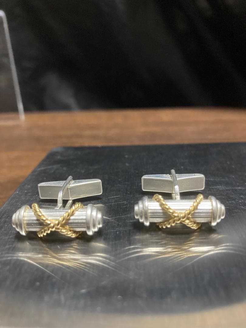 ティファニー シグネチャー クロス コンビ カフス SV925 K18 750