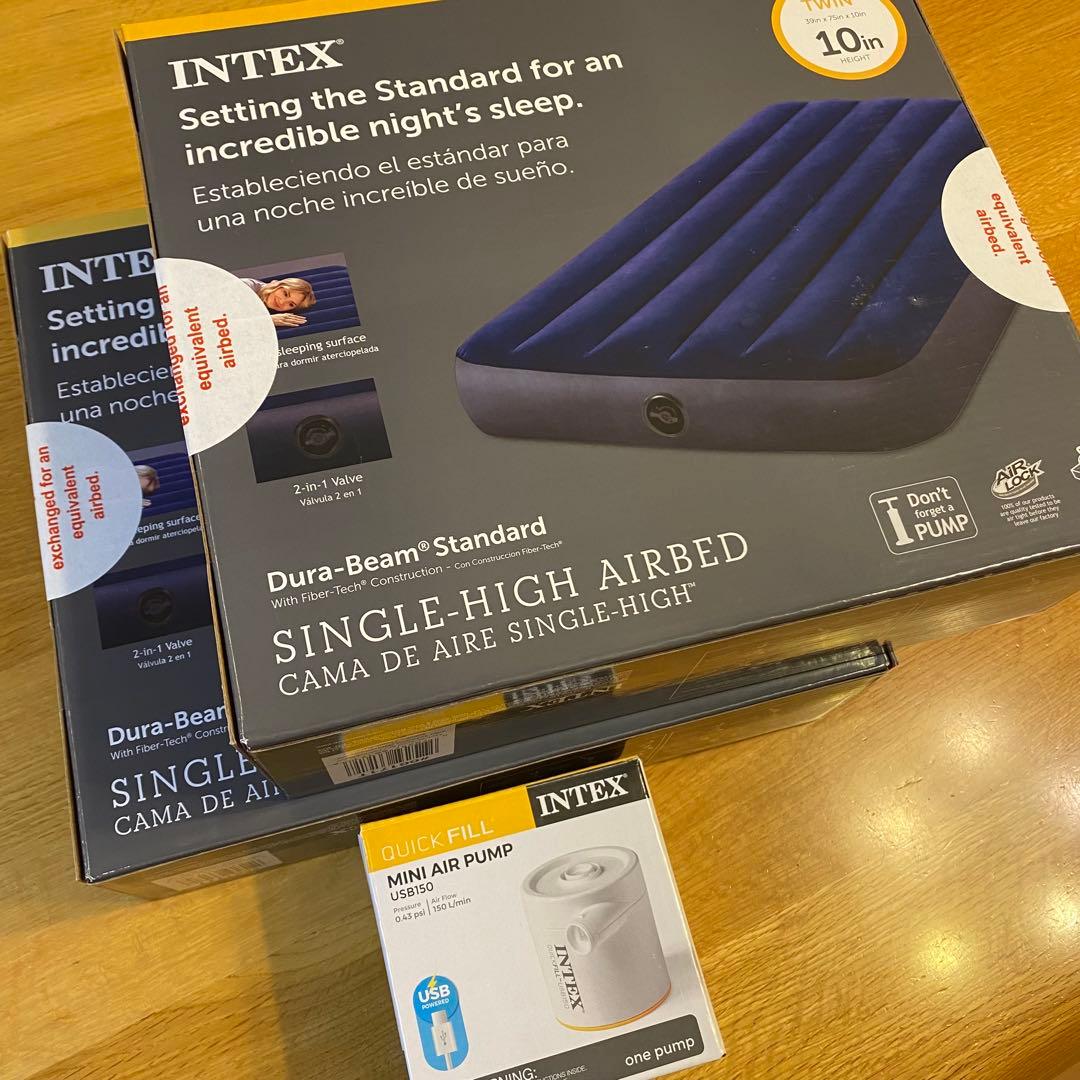 INTEX エアベッド10インチ(25cm)新品未開封品x2台+ ポンプ付き