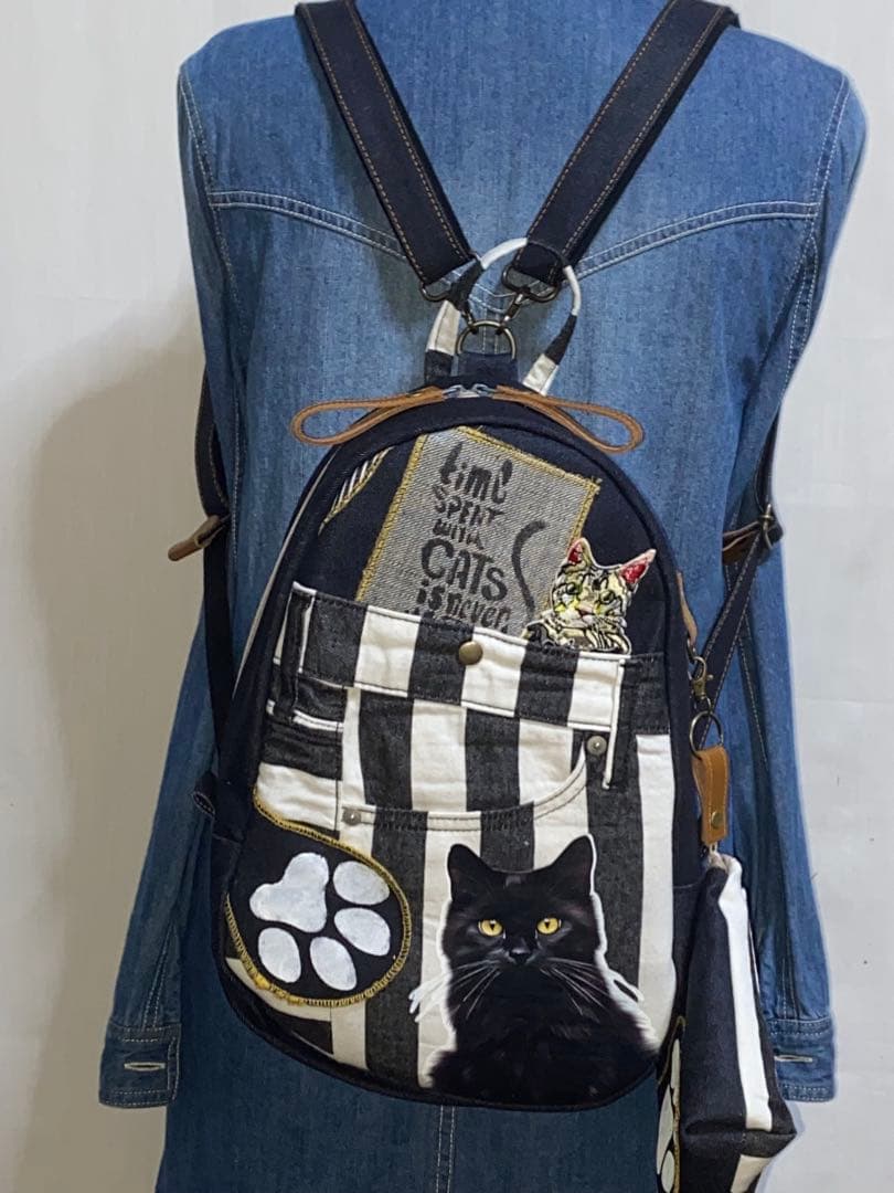 しいねちゃんページ　黒ネコ☆リュック対応☆ワンショルダーバッグ