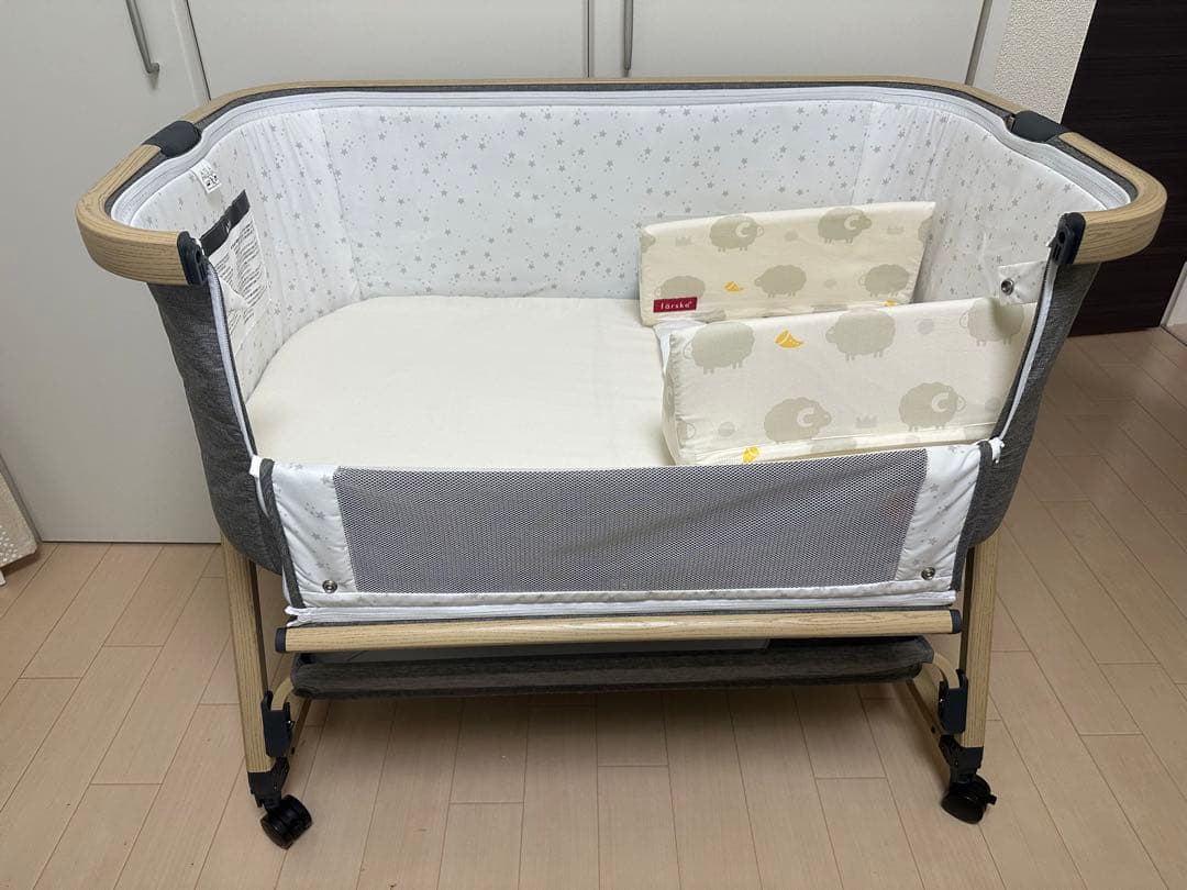 HZDMJ 添い寝ベビーベッド キャスター付き