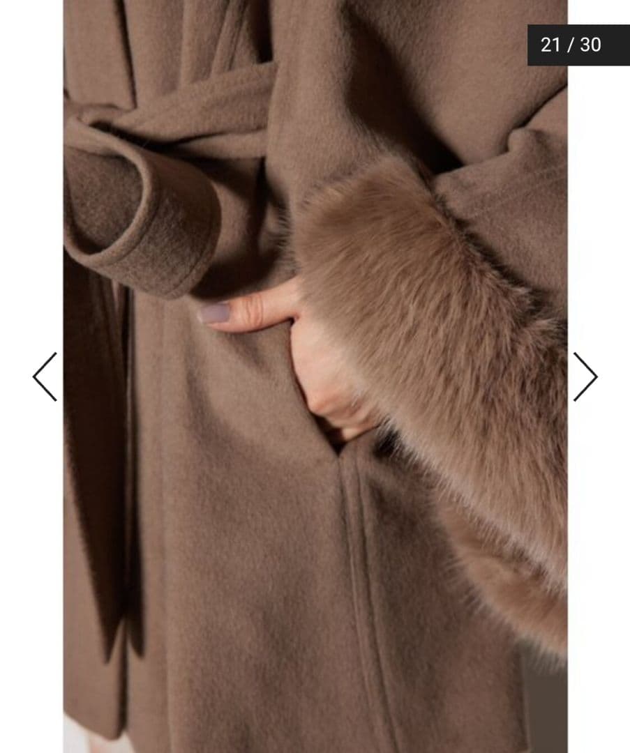 ねこね様 美品 rienda ウールMIXフードポンチョコート リエンダ ファー