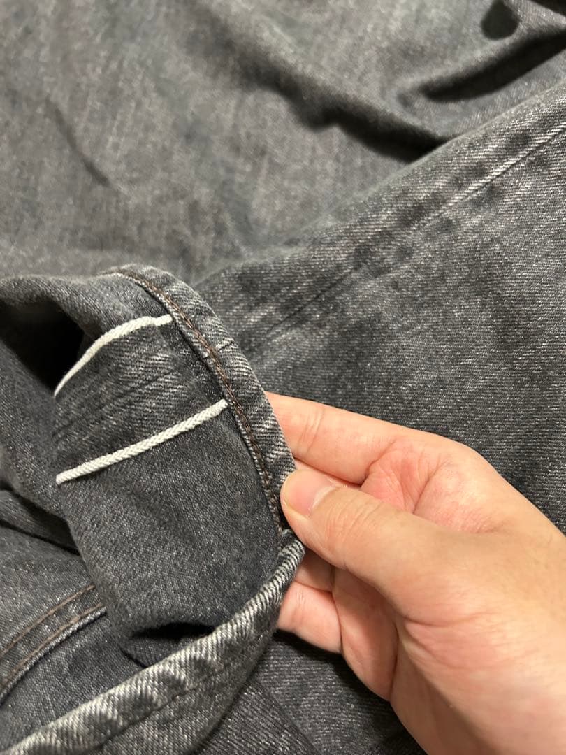 ブラック スビンコットン 13,5oz バギーデニム