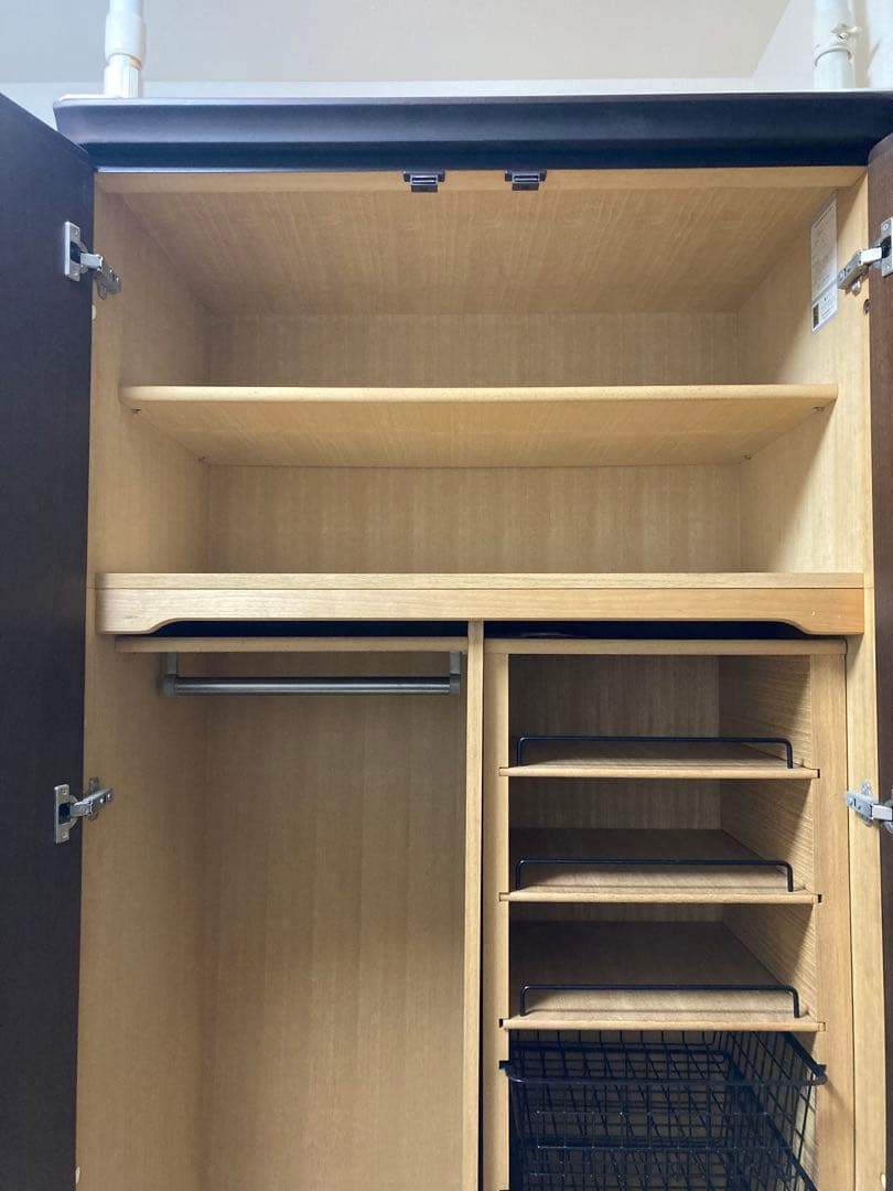 天然木クローゼット　洋ダンス　ミラー付き　収納ダンス　婚礼家具　洋服ダンス