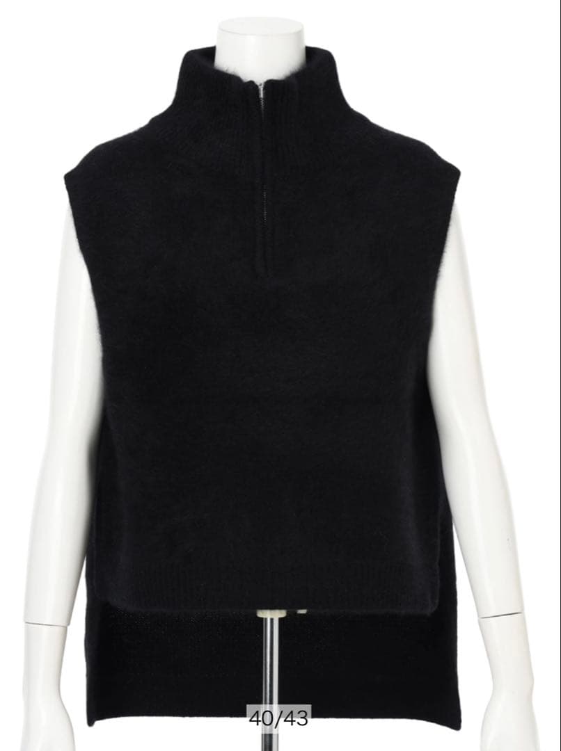 Arpege story ハーフジップFURベスト　黒