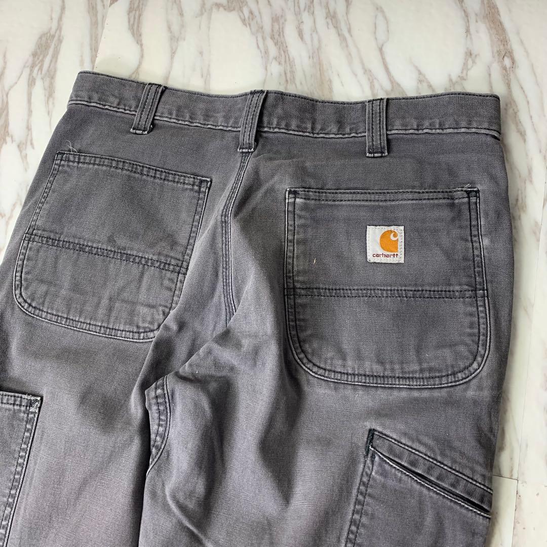 カーハート ダブルニー ワークパンツ リラックスフィット グレー ロゴパッチ