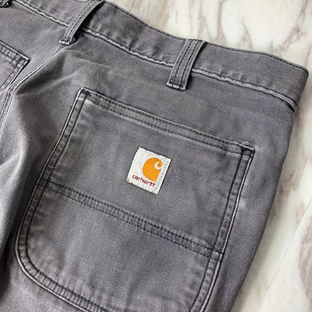 カーハート ダブルニー ワークパンツ リラックスフィット グレー ロゴパッチ