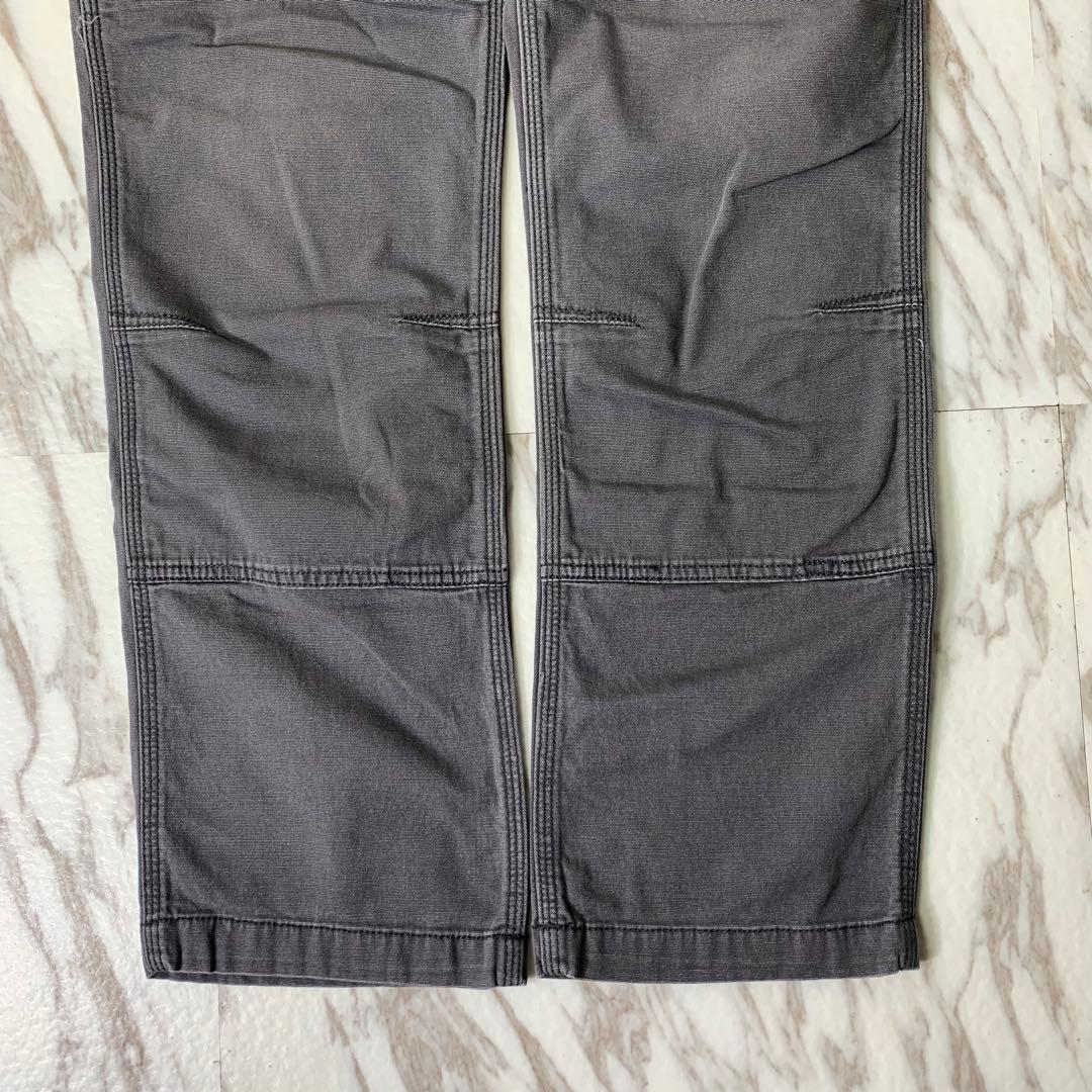 カーハート ダブルニー ワークパンツ リラックスフィット グレー ロゴパッチ