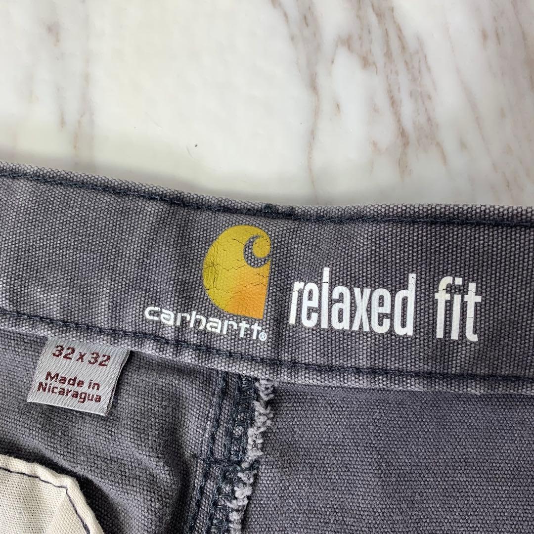 カーハート ダブルニー ワークパンツ リラックスフィット グレー ロゴパッチ