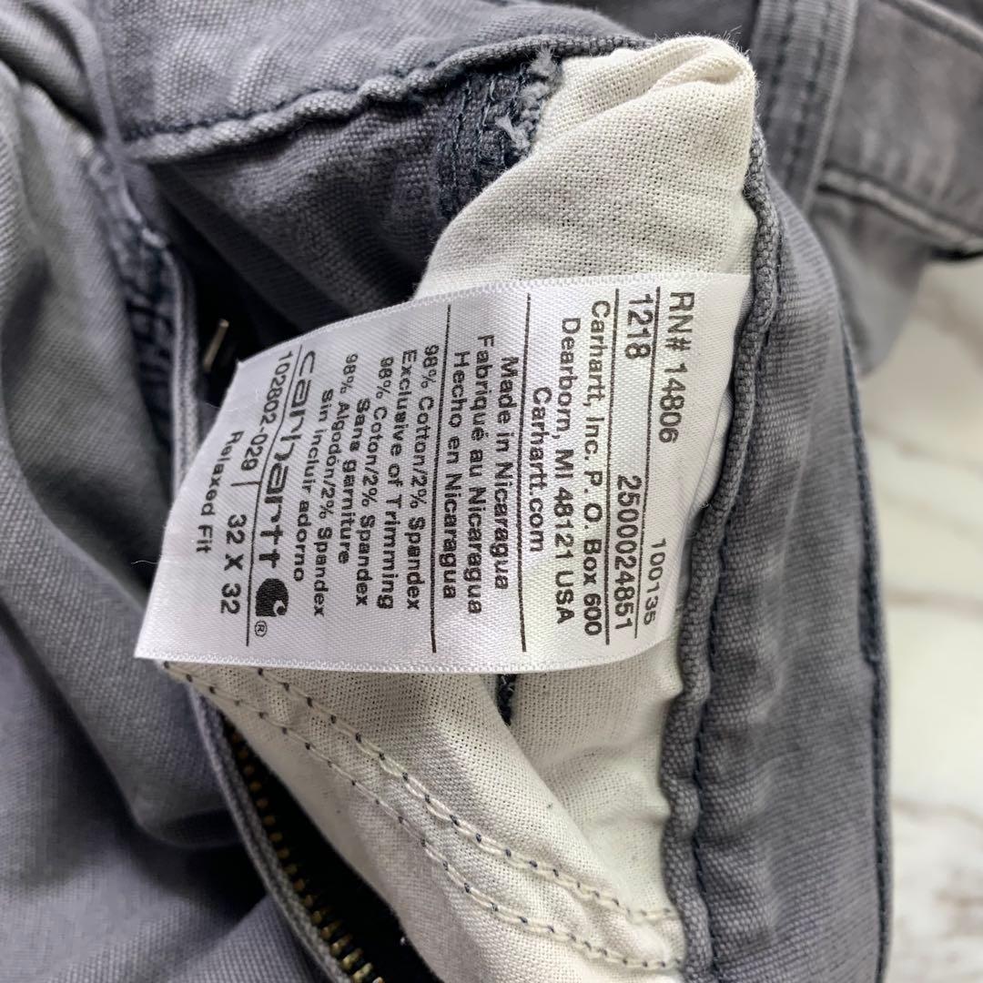 カーハート ダブルニー ワークパンツ リラックスフィット グレー ロゴパッチ