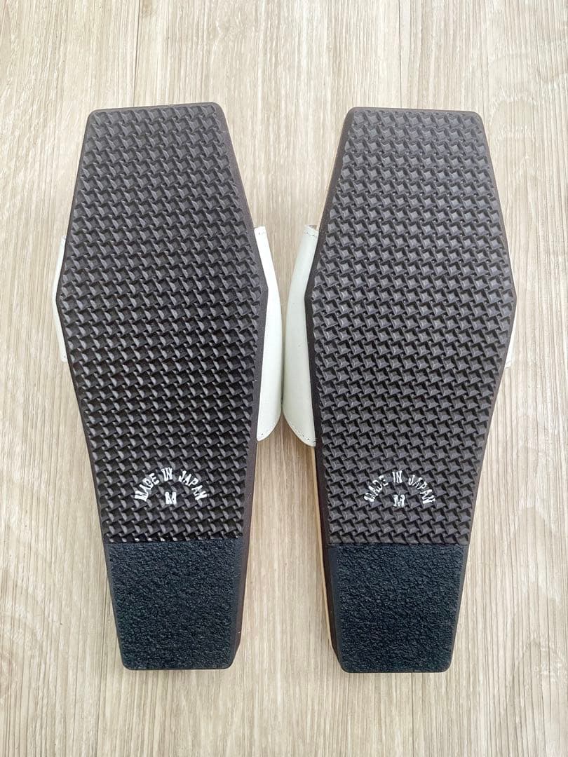 水鳥 mizutori 下駄 ひのきのはきもの 本革 白 Mサイズ