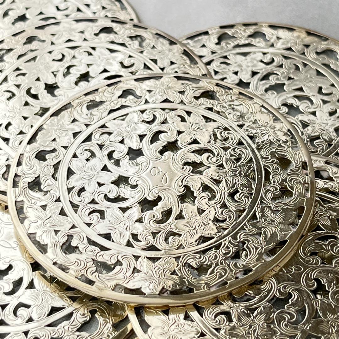 【WEBSTER】 【純銀/ガラス】コースター 8枚 / ホルダー スターリング