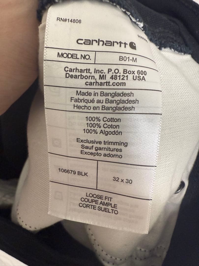 カーハート ダブルニーワークパンツ Carhartt B01 ブラック