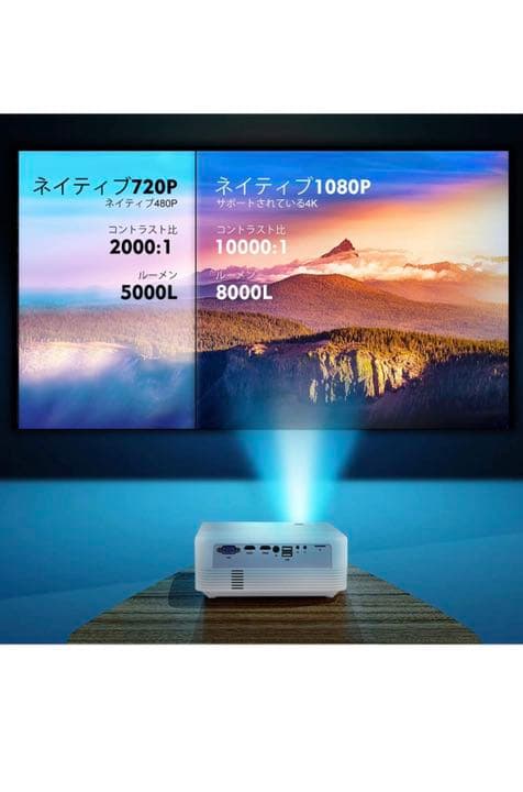 OSEVEN プロジェクター 小型 8000lm WiFi 4K対応 リアル