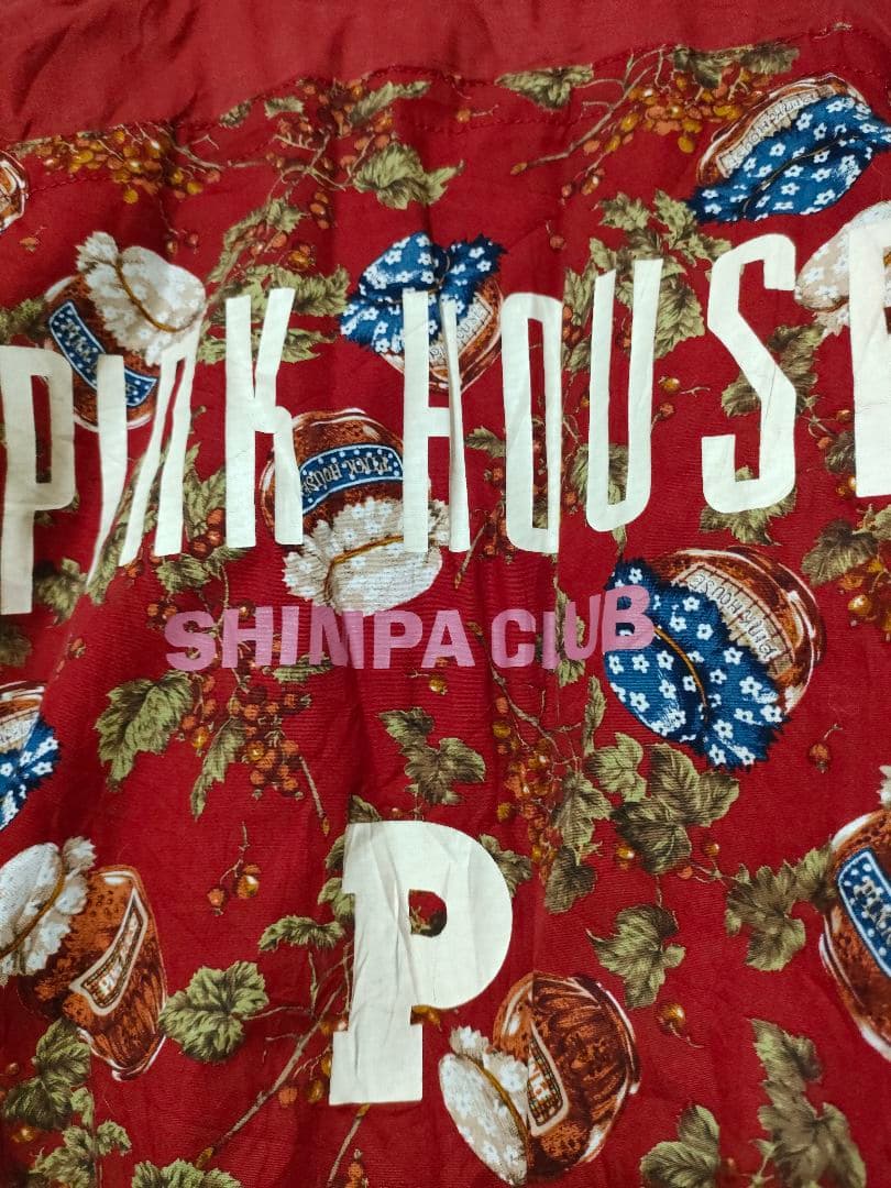 PINK HOUSEピンクハウス ジャム瓶柄 ブルゾンma-1赤レッドゼッケン