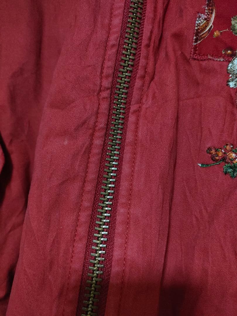 PINK HOUSEピンクハウス ジャム瓶柄 ブルゾンma-1赤レッドゼッケン