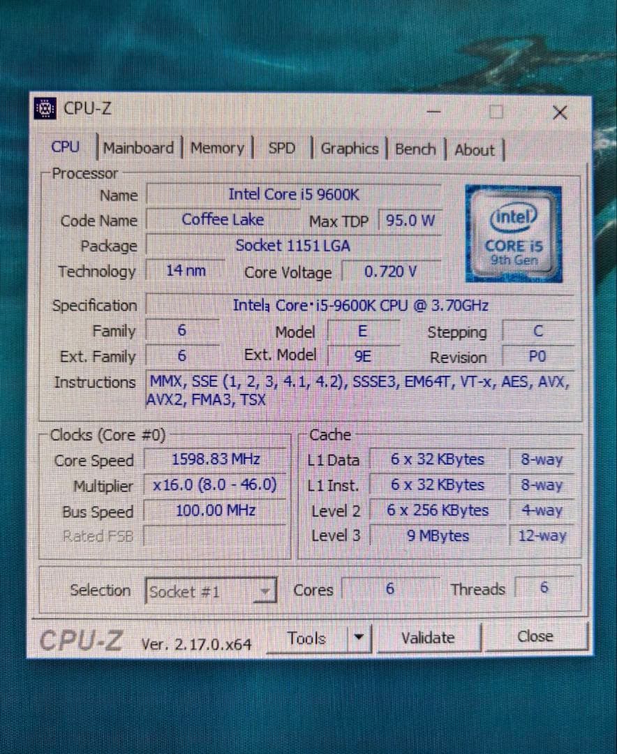 Intel Core i5-9600K  CPU