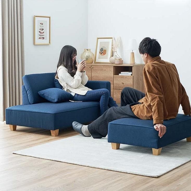 ✨美品✨LOWYA ロウヤ カウチソファ 2人掛け オットマン付 グレー①✨