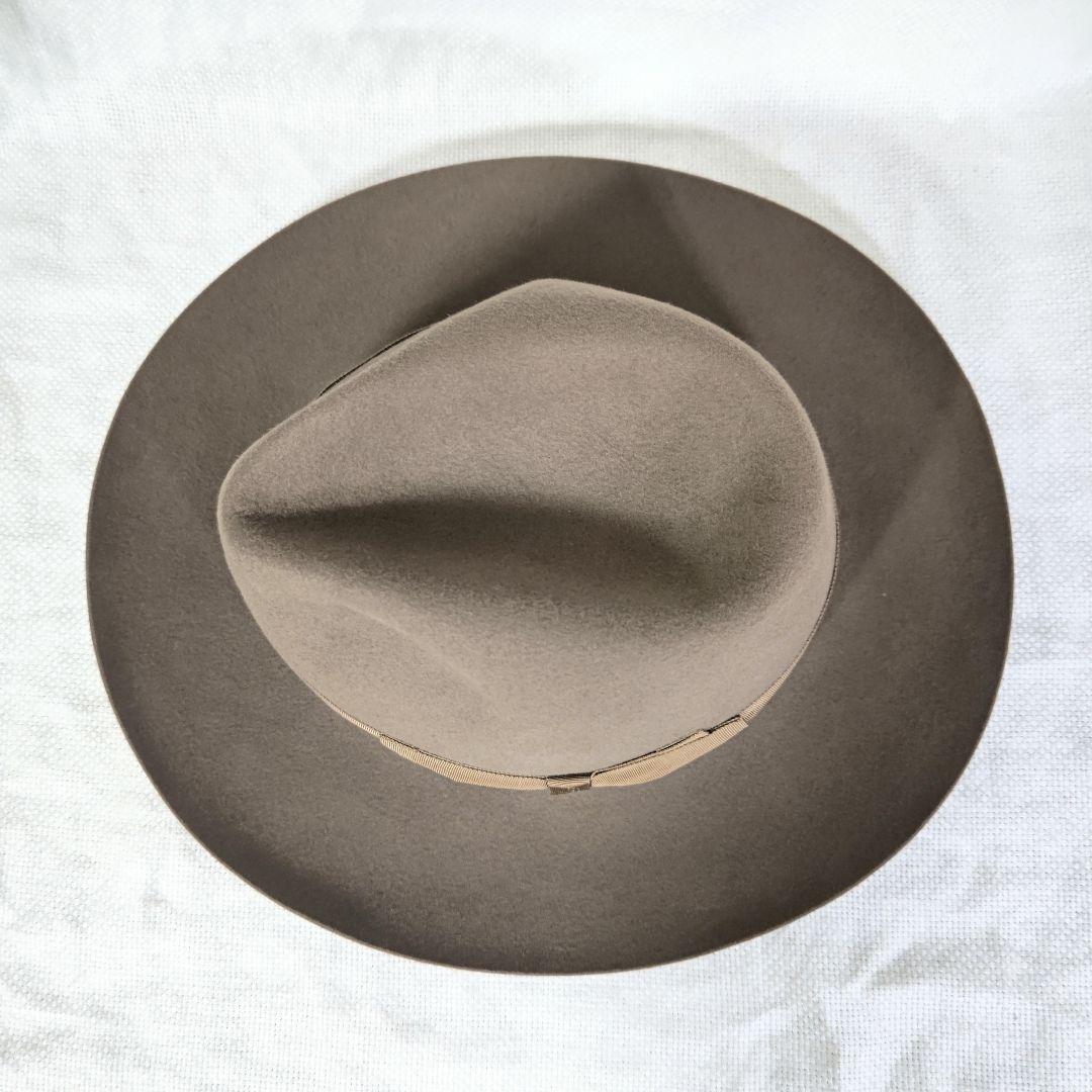 伊製ボルサリーノBorsalinoラビットファーフェルト中折れハット帽子59茶