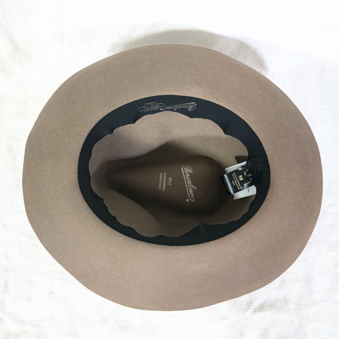 伊製ボルサリーノBorsalinoラビットファーフェルト中折れハット帽子59茶