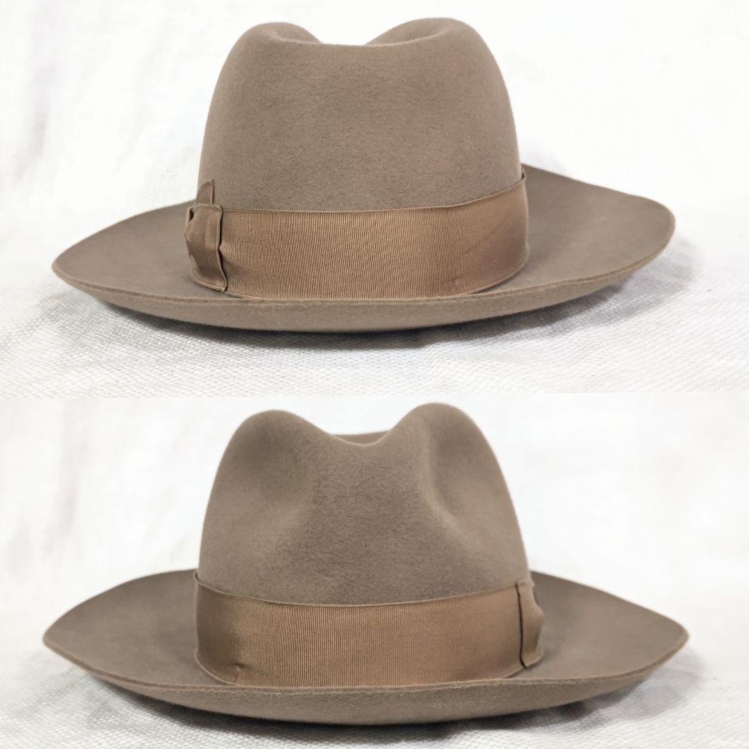 伊製ボルサリーノBorsalinoラビットファーフェルト中折れハット帽子59茶