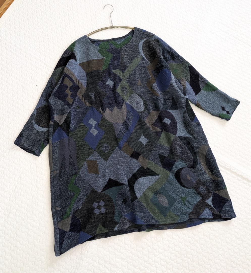 ババグーリ☆ヨーガンレール☆ウールコットンダブル編みジャガードチュニックOP