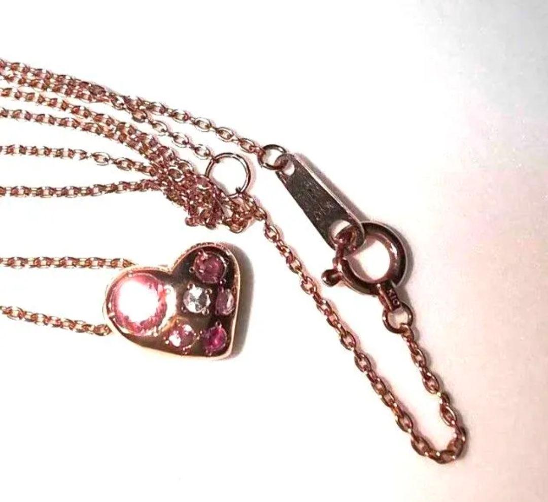 K10ピンクゴールドピンクサファイアとルビーネックレス 1.8g Verite