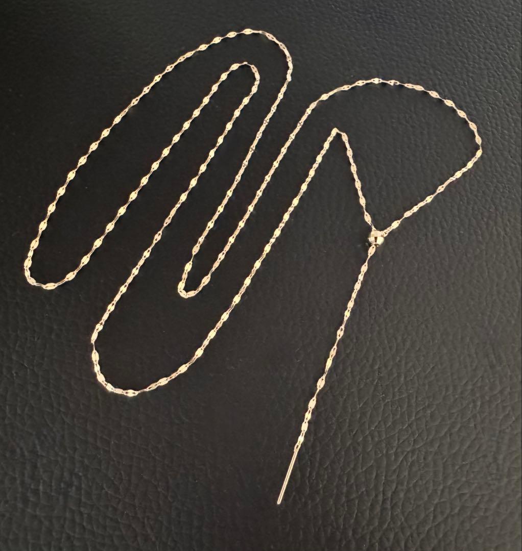 K18YGペタルチェーン ロング2Wayフリーネックレス全長70㎝